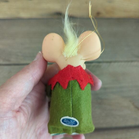 Vtg Kitschy Mouse Knee Hugger Christmas Ornament Made in Japan Anthropomorphic - Picture 5 of 10